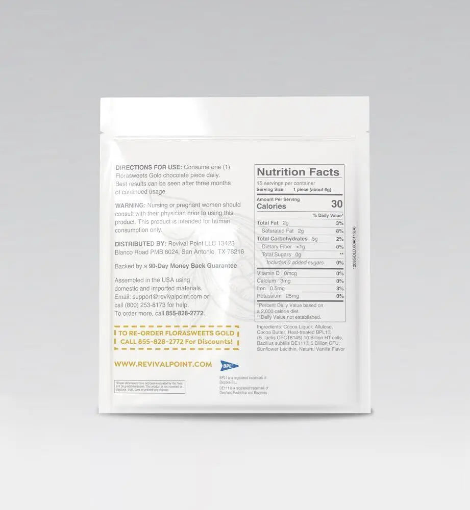 Supplement Panel Florasweets Gold Probiotic Chocolate Snack