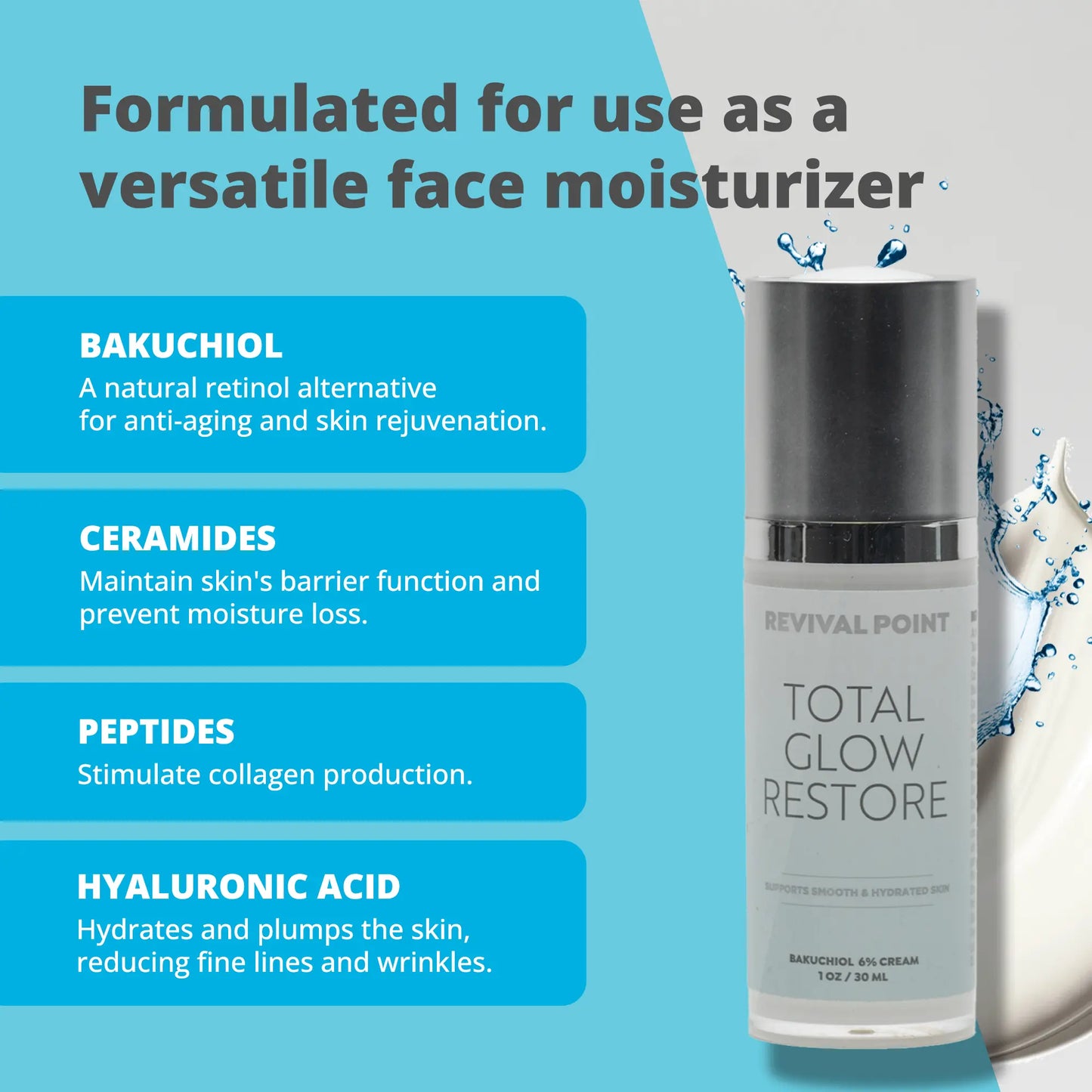 Total Glow Restore - Bakuchiol Skin Firming Wrinkle Cream - Revival Point™