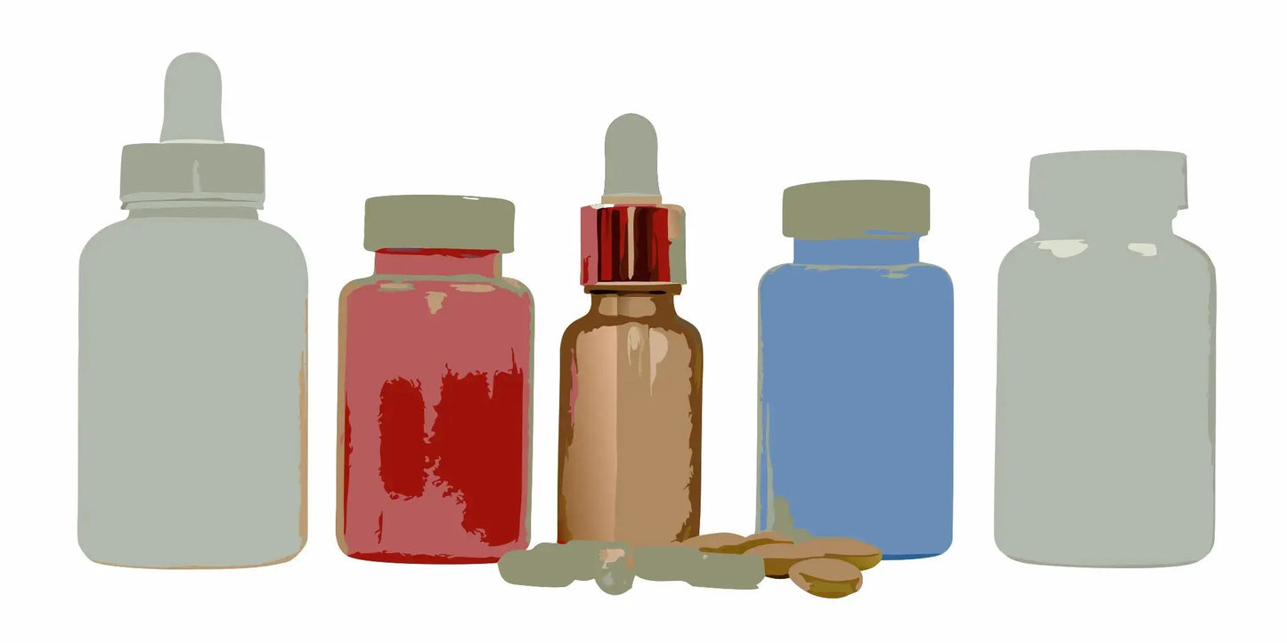 Bottles of key supplements for sarcopenia over 60, like protein, creatine, and vitamin D.