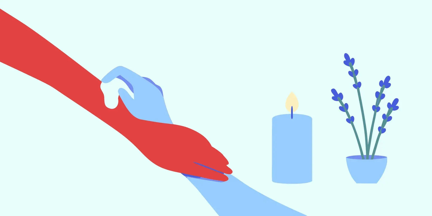 A woman applying a dermatologist-recommended body lotion for crepey skin.