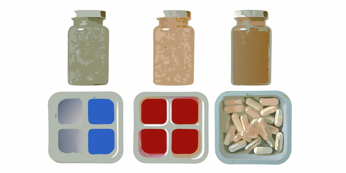 Bottles of the best supplements for relief from constipation and bloating.