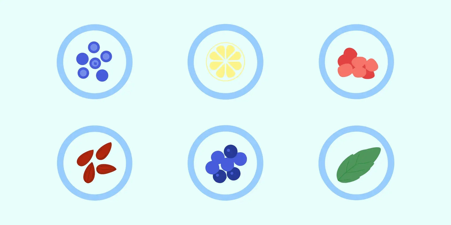 A display of the best vitamins for anti-aging, including supplements and nutrient-dense foods.