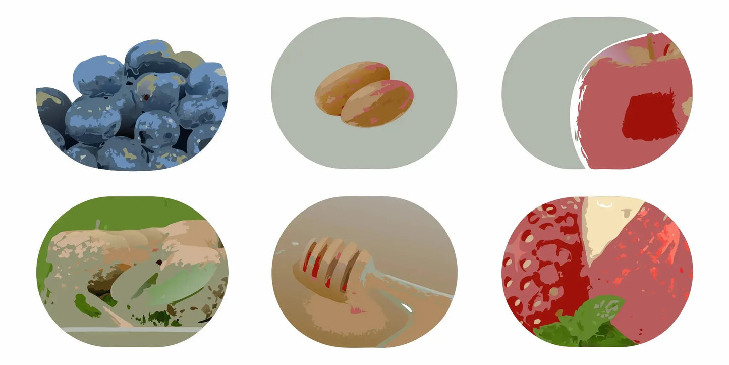 A variety of fruits and ginger, which are natural ways to relieve constipation quickly.