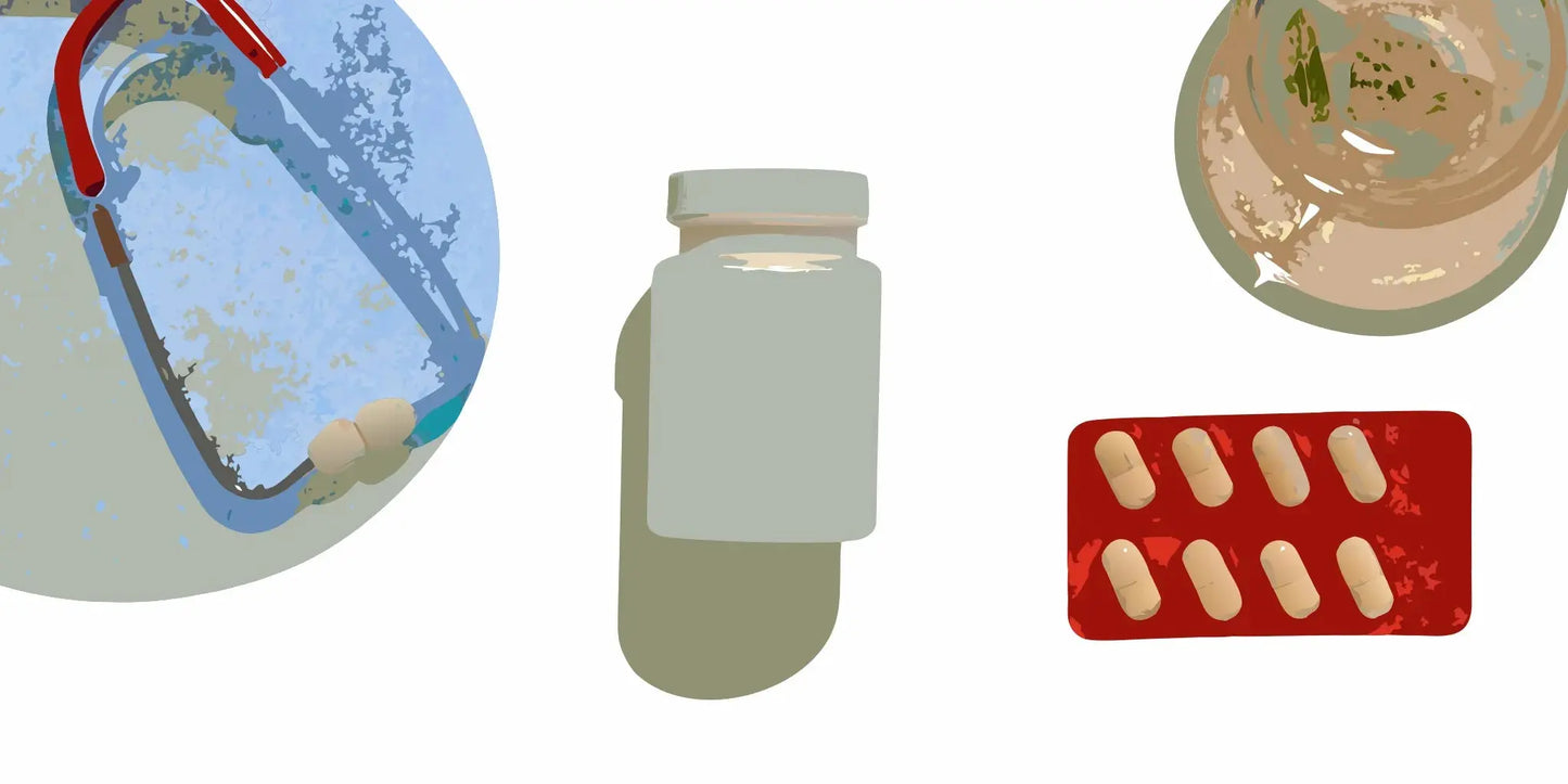 A prescription bottle and a blister pack of the best bladder control pills.