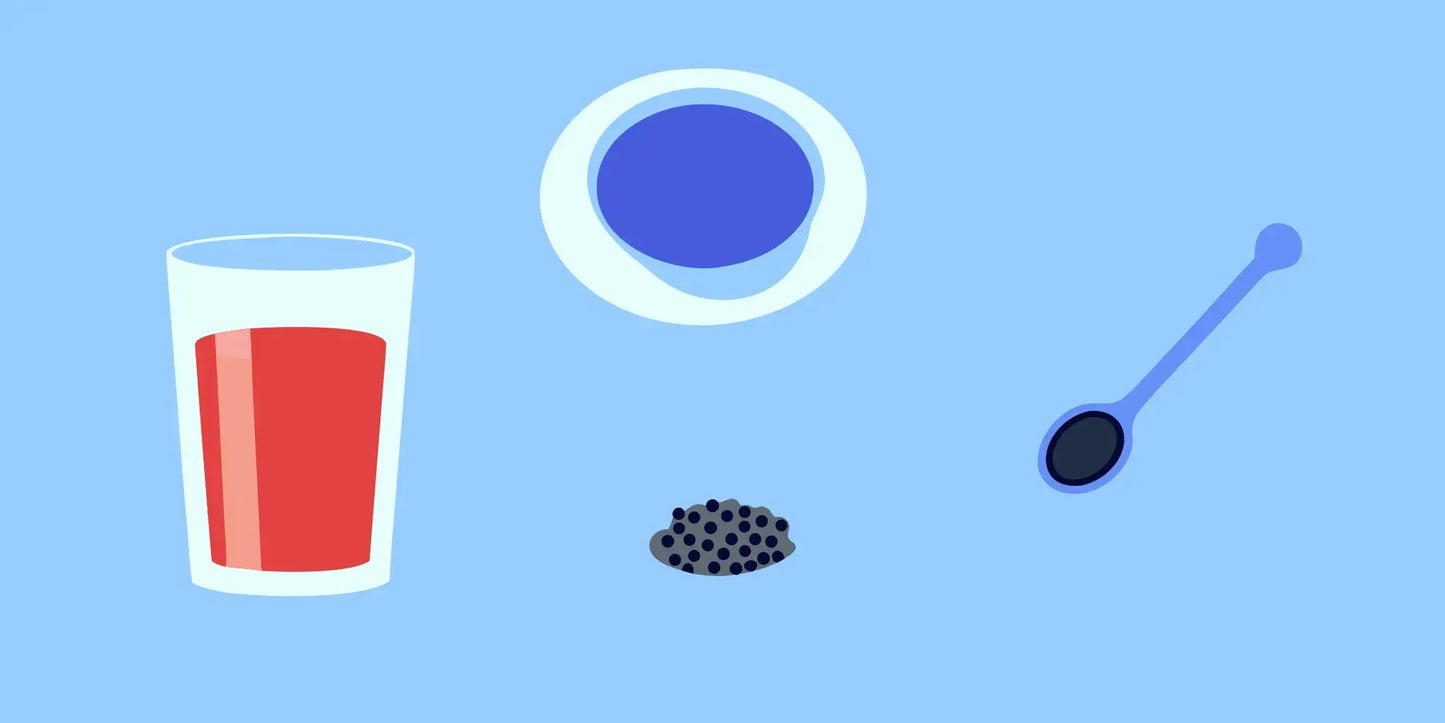 A glass of prune juice and a bowl of seeds, two of the best over-the-counter natural constipation remedies.