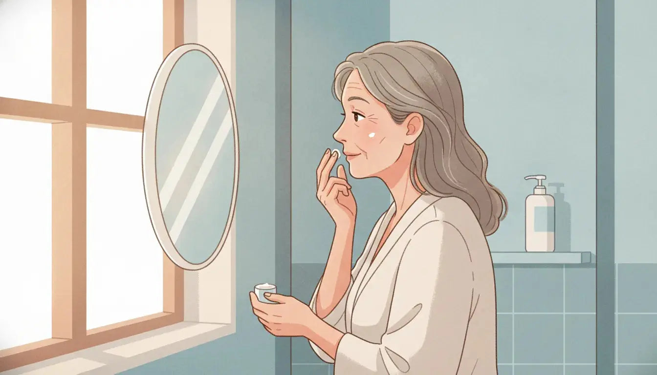 Mature woman caring for her skin in natural light