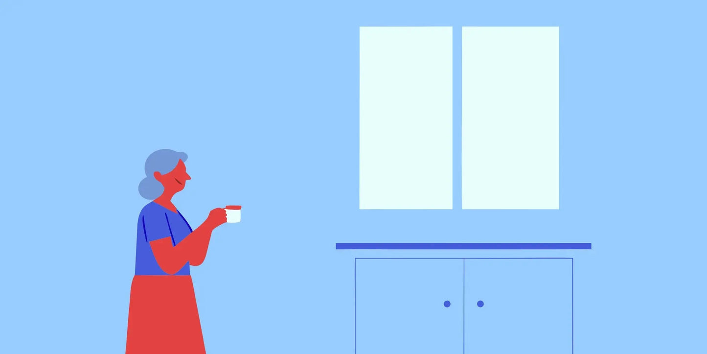 Senior woman enjoying mental clarity and focus in a sunlit kitchen