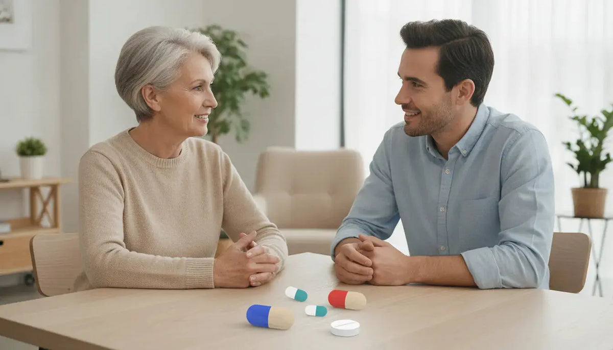 Older adult discussing digestive wellness choices with a clinician
