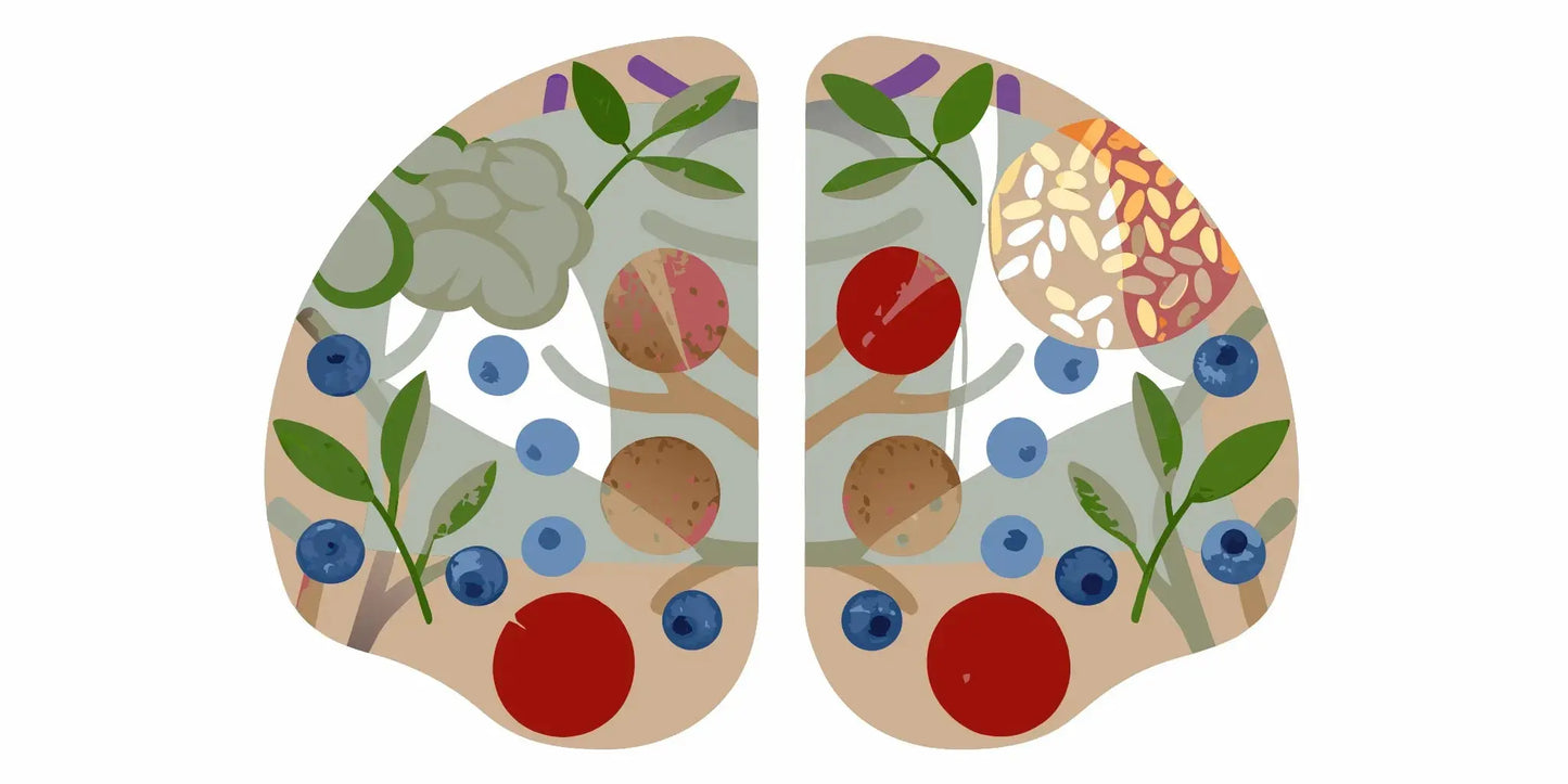 Natural brain booster foods for older adults, including berries, leafy greens, and nuts.
