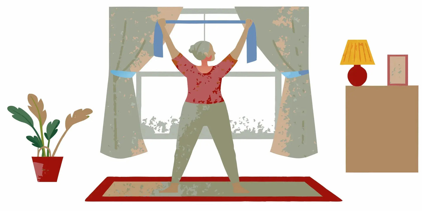 Senior woman doing resistance band exercise for sarcopenia muscle support