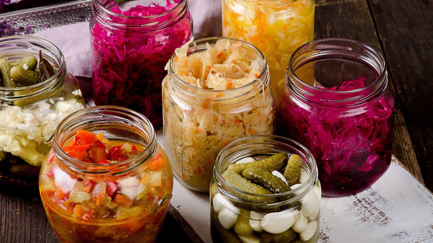 kimchi and pickled vegetables fermented