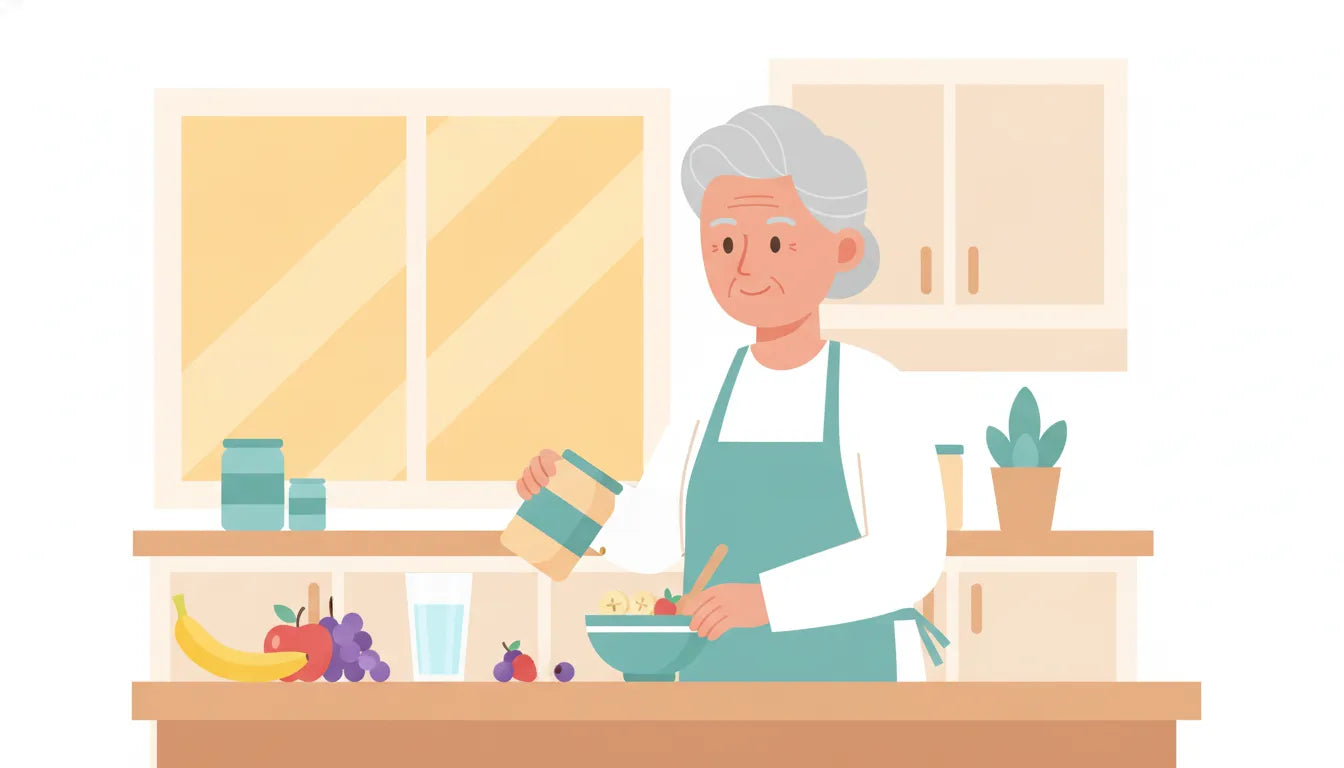 Older adult preparing a fiber-rich breakfast for digestive support
