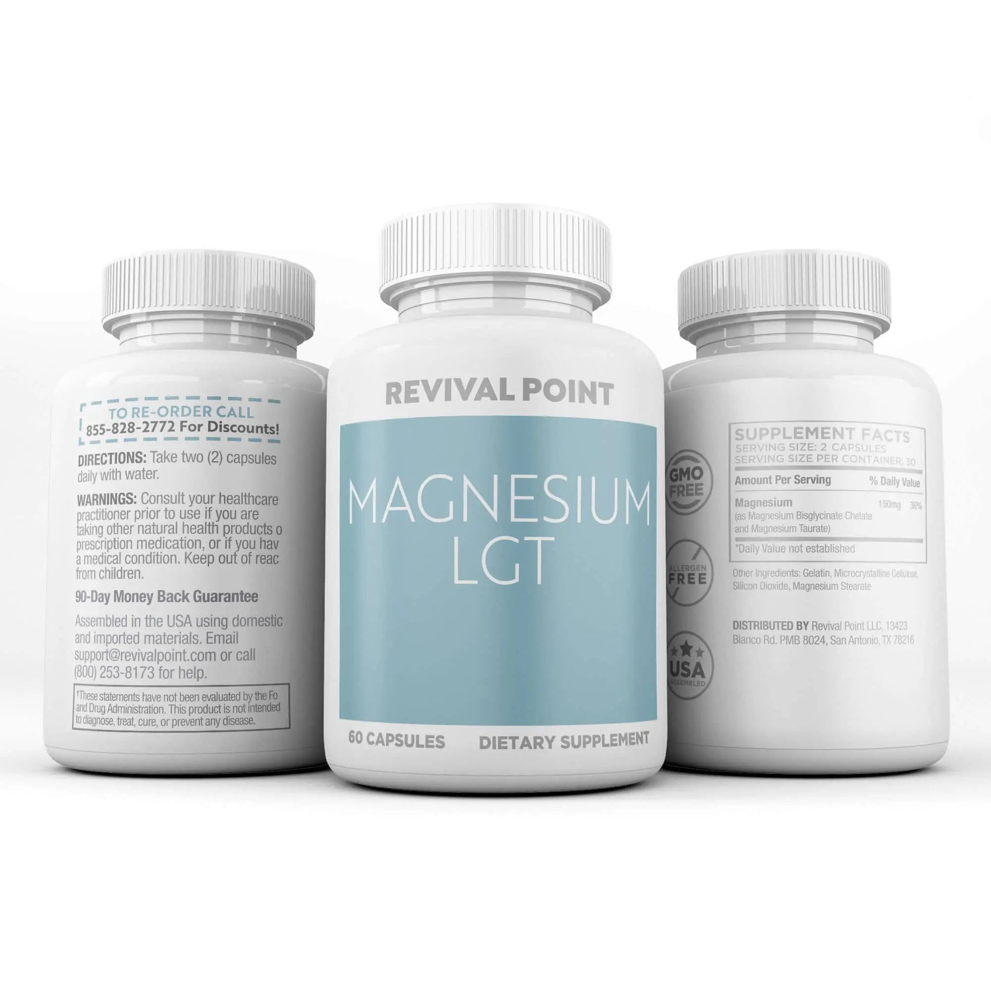 Magnesium Lysinate Glycinate Chelate  150mg Elemental Magnesium Supplement)