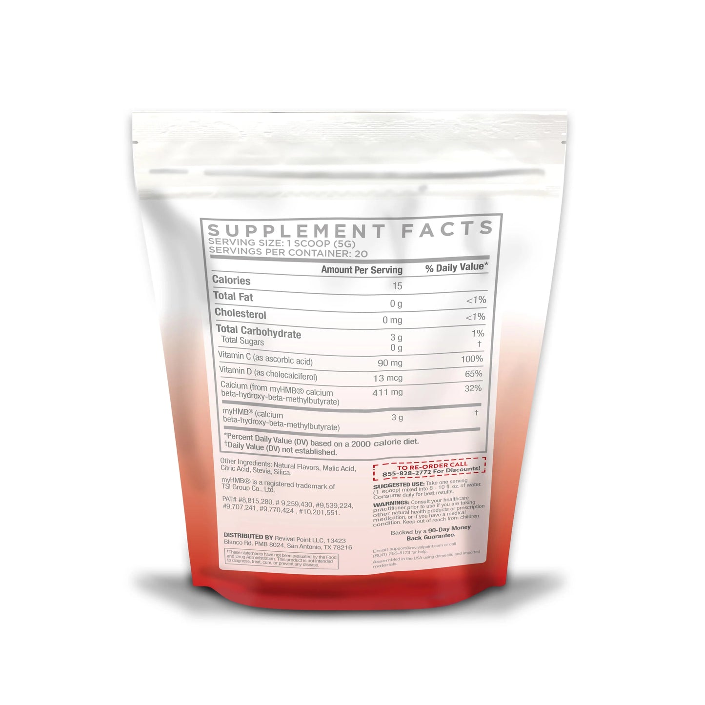 Muscle Genesis myHMB Supplement Panel  Back 