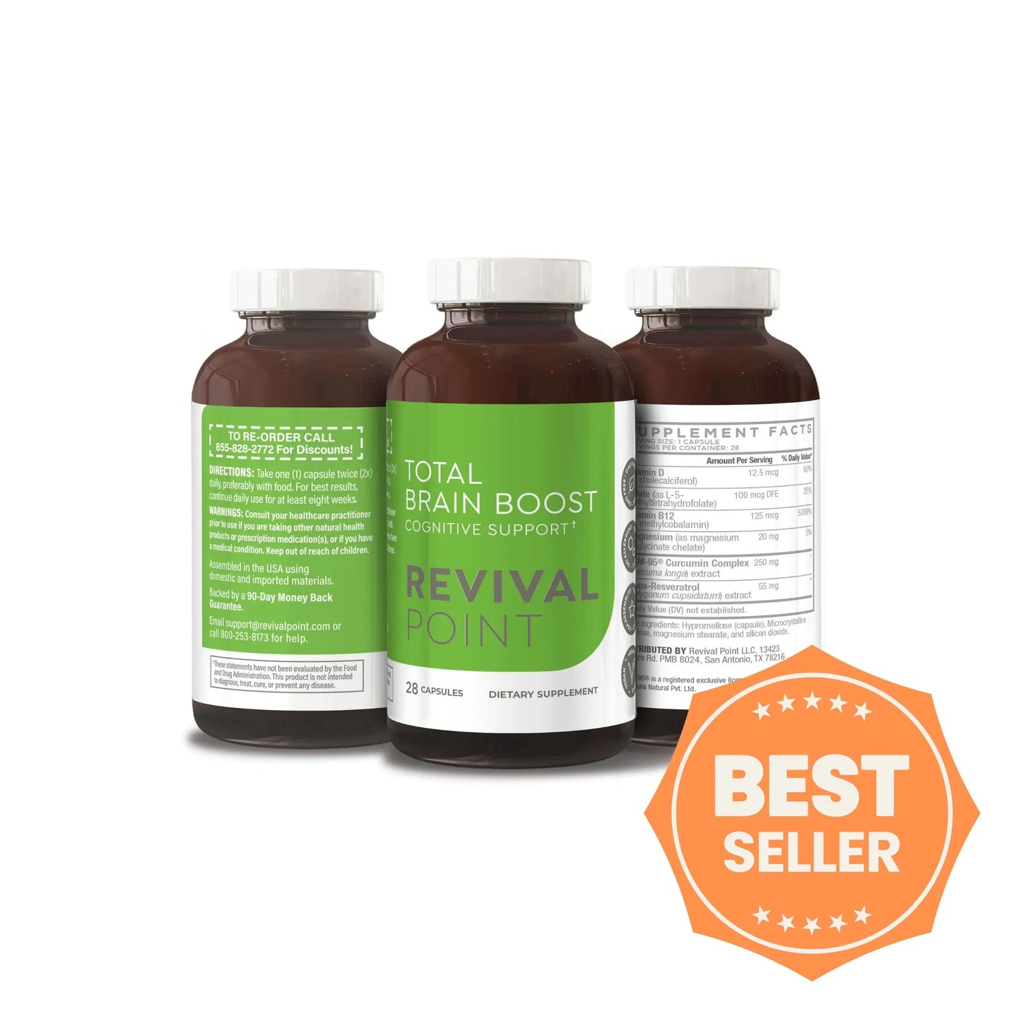 Total Brain Boost Cognitive Supplement with CurcuRouge® Turmeric - Revival Point™