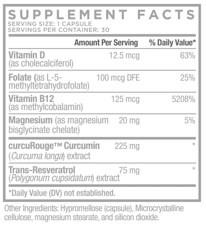 Total Brain BoCurcuRouge® Turmeric Supplement Fact Labelost 